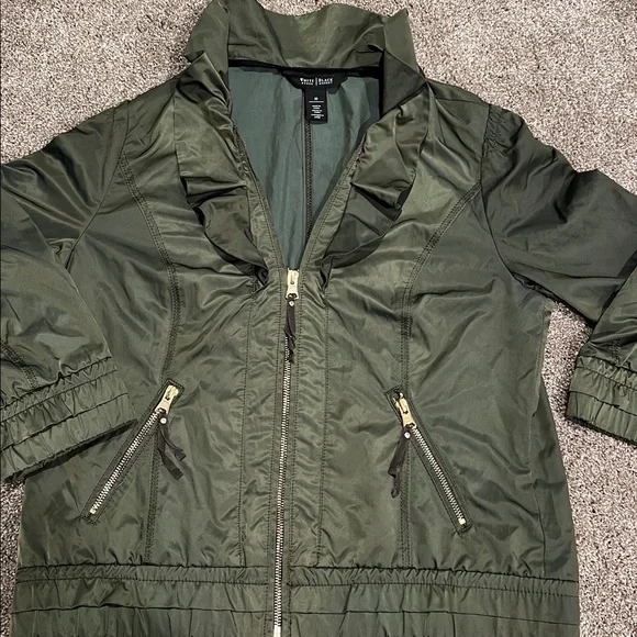 White House Black Market army green 3/4 sleeve jacket - Picture 2 of 9
